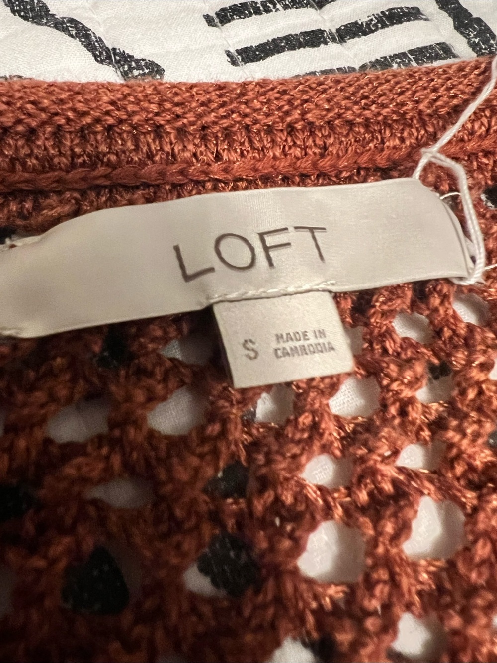 LOFT Rust Open-Knit Crewneck Sweater - Picture 2 of 6